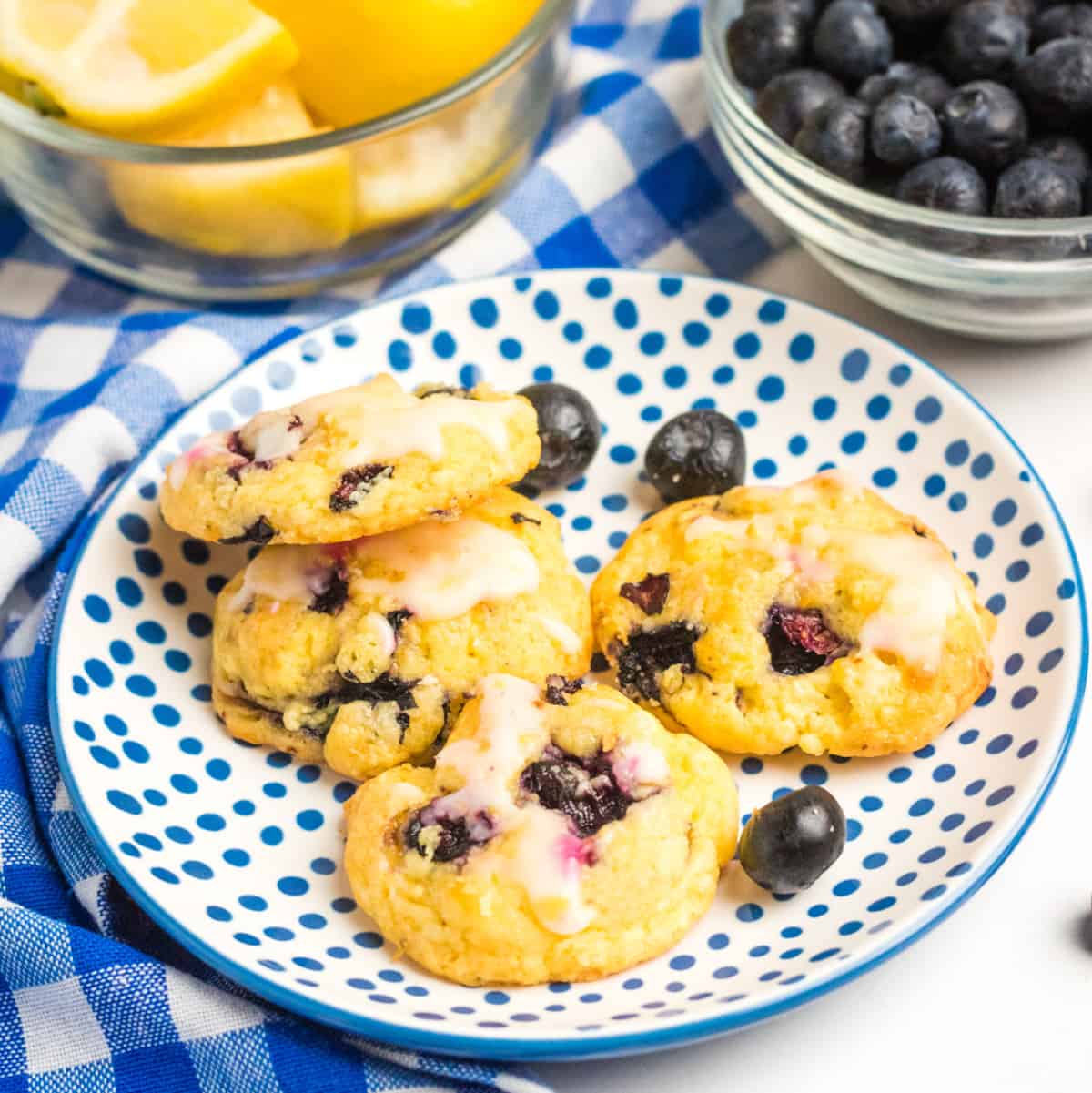 Lemon Blueberry Cookies With Lemon Glaze, Made With Cake Mix