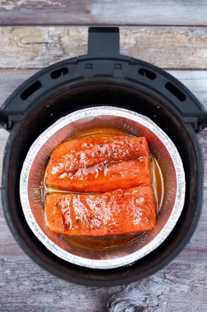 salmon in air fryer basted in sauce