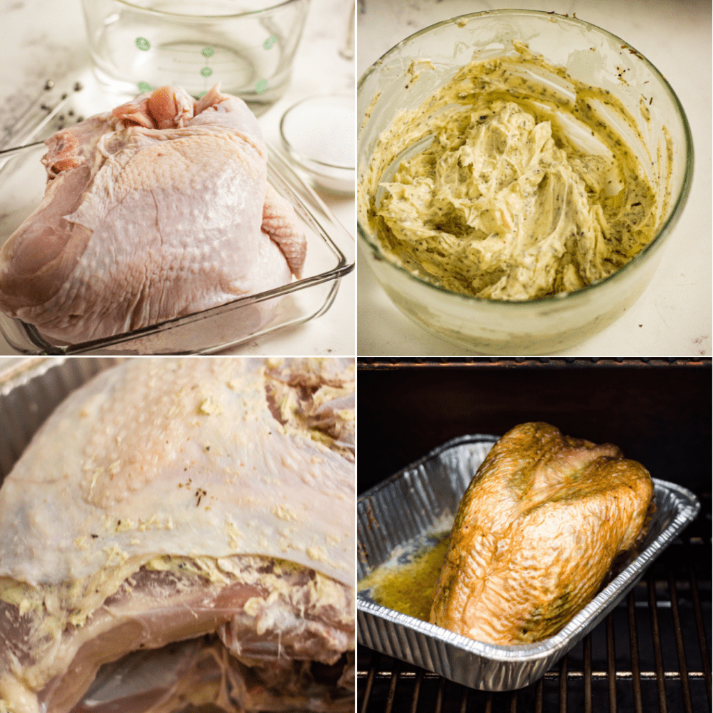 cooking process of Traeger turkey breast
